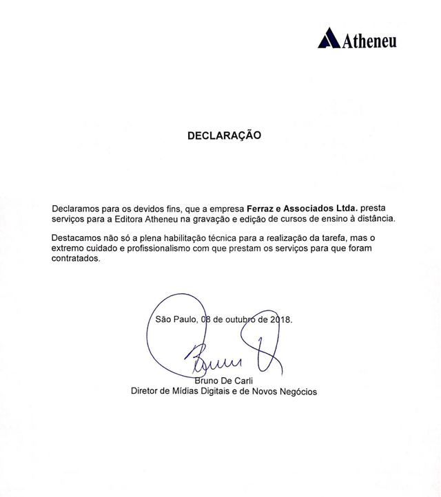 Carta da Editora Atheneu