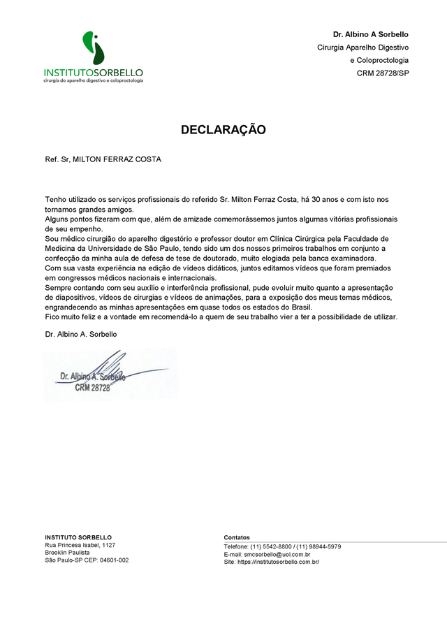 Carta do Instituto Sorbello