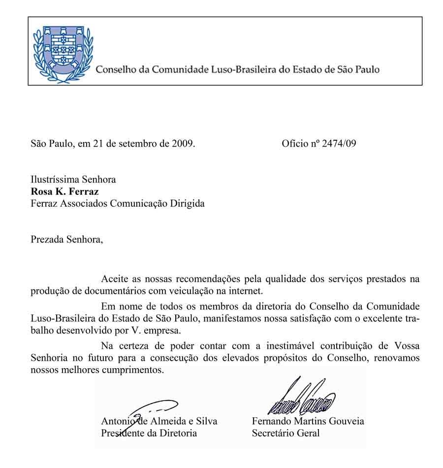 Carta do Conselho da Comunidade Luso-Brasileira