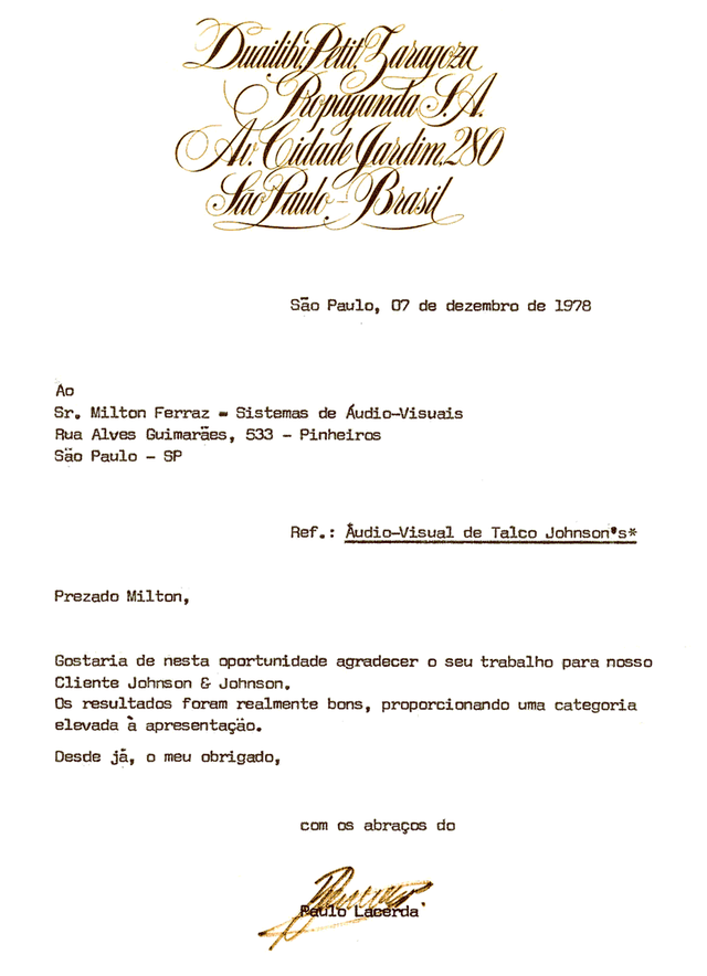 Carta original da Johnson & Johnson